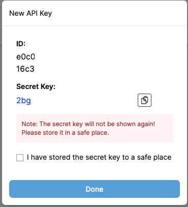 New API Key ID and Secret