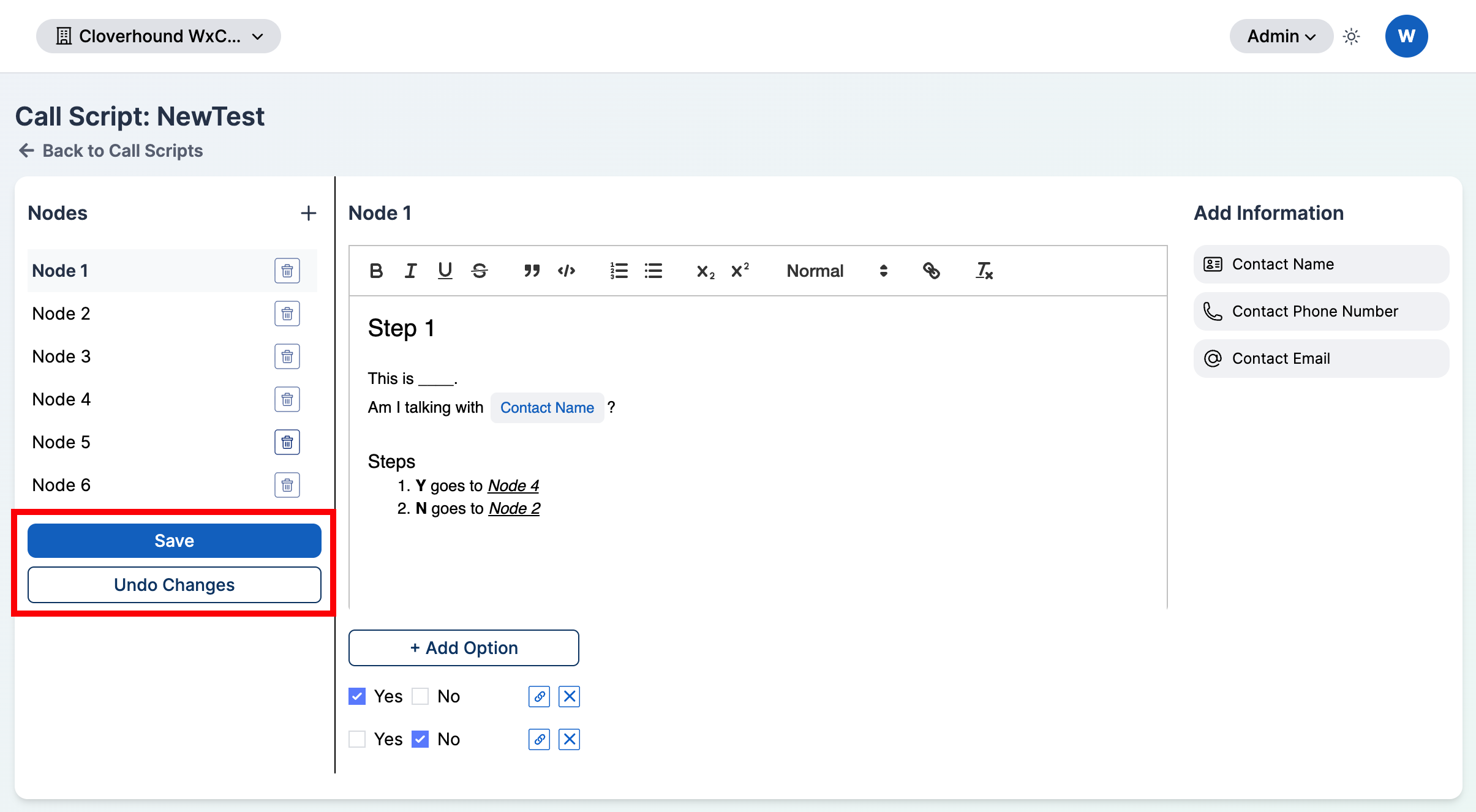 Saving and Undo Buttons in Nodes