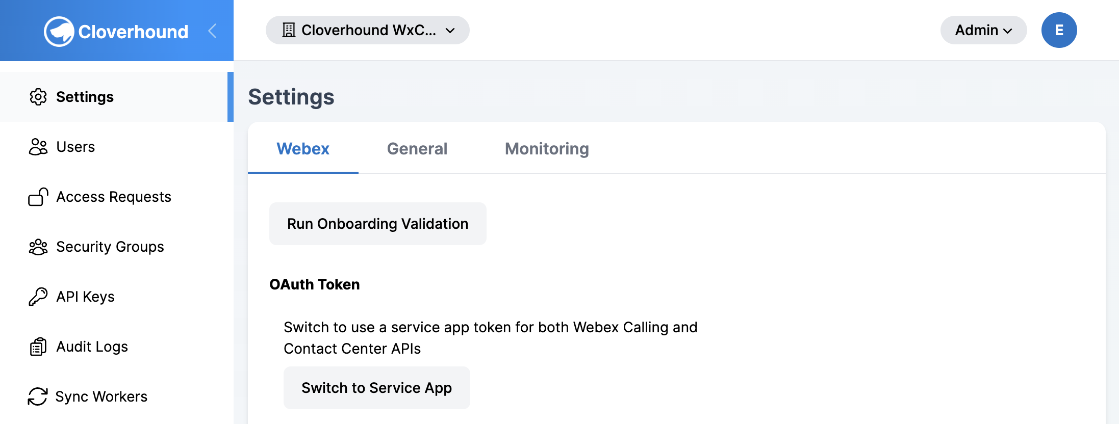 Service App Settings